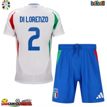 Camisa de Futebol Itália Giovanni Di Lorenzo #2 Equipamento Secundário Infantil Europeu 2024 Manga Curta (+ Calças curtas)